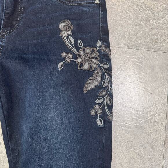 Kut From The Kloth Dark Wash Donna Ankle Skinny Jean Womens Size 0 Embroidered - Picture 4 of 11